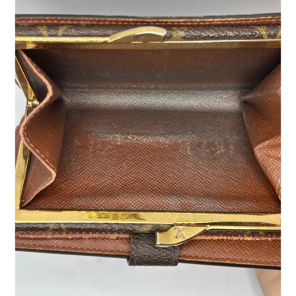 Louis Vuitton Monogram Viennois Kiss lock Wallet‎ Coin Purse#360